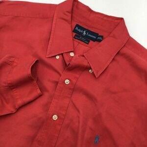 Ralph Lauren Blake Shirt Men's XXL Red Silk Linen Blend Button Down Casual